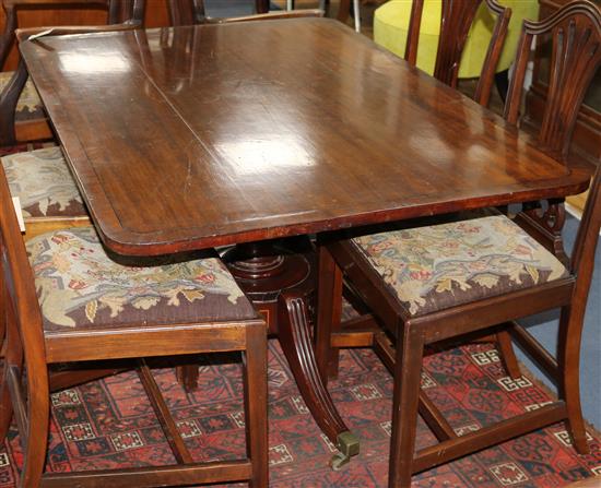 A Regency mahogany rectangular topped breakfast table W.132cm